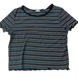 Multi-coloured striped cropped top with scalloped hem #croptop
Love, never fails
